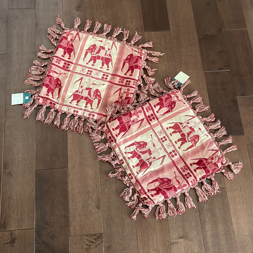 Elephant Design Cushion Cover with Tassels